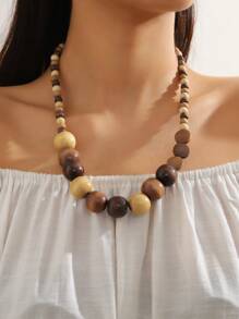 Bohemian Style Wooden Fashion Necklace Suitable For Daily Wear - Coffee - View 1