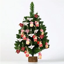 12pcs 2024 New Valentine'S Day Themed Mini Pendant Set In Wooden Box, Creative 4-Grid Decoration For Valentine'S Day Atmosphere, Party Decoration - Multicolor - View 2