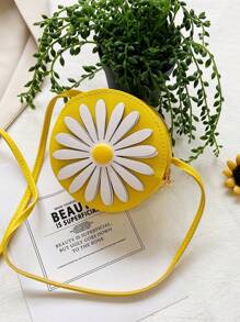 1入組年輕女孩可愛迷你斜挎包，配有拉鍊閉合，採用PU皮革製成，全年適用於日常使用