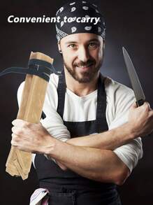 1入組耐用的蠟帆布食物準備組織袋,刀捲袋,廚師刀捲袋,便攜式廚師刀套,帶7個插槽的刀捲袋,刀袋底座適用於家庭廚房、旅行、露營等等（綠色與卡其色） - 綠色 - 查看 7