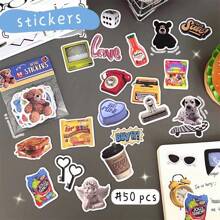 50入組可愛的卡通貼紙,多用途裝飾貼紙,適用於手提箱,日記等 - 彩色 - 查看 2
