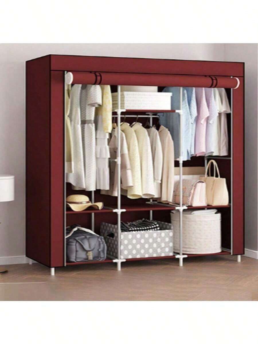 Closet Buildable Wardrobe Rack Wardrobe Bedroom Organization - Red - View 1
