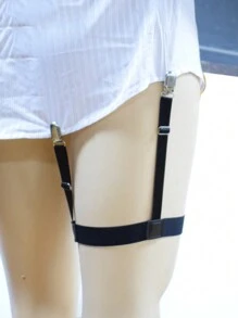2 cái/bộ Nam Chống nếp nhăn & Không trượt Áo sơ mi & Đàn hồi Vớ Garter - màu đen - Xem 2