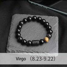1pc Natural Tiger Eye Beaded Elastic Horoscope Zodiac Sign Bracelet For Men - Bracelet - View 15