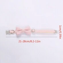 1pc Pet Collar, Plaid Bowknot Design Cat Collar Dog Collar With Buckle, Suitable For Cats And Small Dogs - Pink - View 6