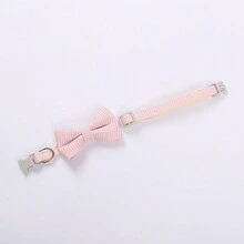 1pc Pet Collar, Plaid Bowknot Design Cat Collar Dog Collar With Buckle, Suitable For Cats And Small Dogs - Pink - View 5
