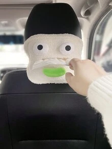 1pc Car Tissue Box Holder Decorated With Cartoon Sausage Mouth Design - Green - View 5
