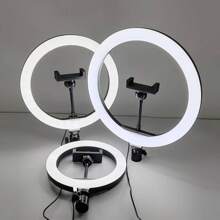 10 Inches (26 Cm) Ring Light With 360° Cell Phone Stand, 10-Level Dimming LED Fill Light, Three Variable Color Temperature Dimming, Suitable For Live Broadcast/Makeup/Photography, Compatible With All IPhones And Most Of The Androi - Black - View 8