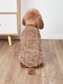 1pc Solid Color Plush Pet Sweatshirt For Cats And Dogs In Autumn And Winter, Pet Clothes For Small Two-Legged Dogs And Cats To Keep Warm - Coffee Brown - View 4