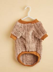 1pc Solid Color Plush Pet Sweatshirt For Cats And Dogs In Autumn And Winter, Pet Clothes For Small Two-Legged Dogs And Cats To Keep Warm - Coffee Brown - View 3