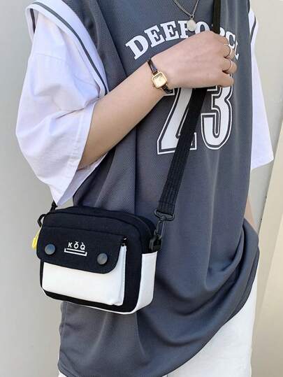 韩欧风休闲帆布单肩包，撞色斜挎包，邮差包手机包，情人节礼物，情人节