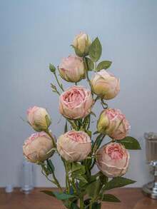 1pc 10-Heads Artificial Rose Bouquet, Home Decor, Photography Props, Romantic Gift, Party Decoration - Baby Pink - View 3