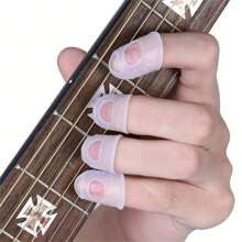 8Pcs/Set Silicone Finger Guards, Guitar Fingertip Protectors, For Ukulele1Guitar, Transparent Color - White - View 8