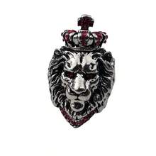 1pc Vintage European And American Style Lion Head Ring For Men With Crown, Cross And Lion Design, Adjustable Size - Antique Silver - View 5