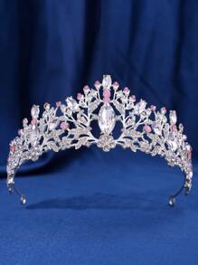 1 件裝女用彩色水鑽皇冠頭飾,綠色森林設計,非常適合生日、派對、成年儀式 - 銀色 - 查看 1