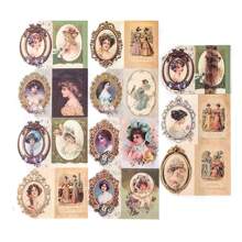20 Sheets Vintage Material Paper Mirror Frame Collection Retro European Style Picture Frame English Material Basic Scrapbook Decoration Bottom Paper Background Paper - Multicolor - View 6