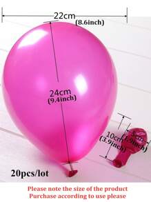 20入組/包1.8G珠光乳膠氣球在粉色顏色,10英寸直徑,厚珠光氣球適合婚禮,生日派對和節日慶典裝飾用品,孩子們卡通玩具包括 - 玫紅色 - 查看 2