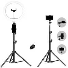 10 Inch Round Selfie Light With Tripod Stand - Black - View 5