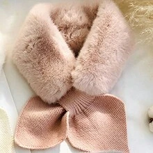 Faux Rabbit Fur Collar, Girls' Thick Warm Plush Solid Color Winter Scarf - Pink - View 4