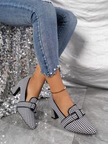 秋季女士粗高跟方头时尚女士休闲鞋