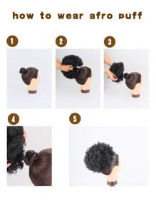 1 Pc Afro Curly Hair Buns Updo Ponytail Short African Twisted Curly Drawstring Extension For Women And Girls Synthetic Hair Bun Ponytail Clip In Hair Extensions