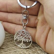生命之樹吊墜鑰匙扣合金男女珠寶鑰匙鍊個性化男友女友禮物 - 銀色 - 查看 3