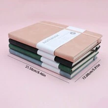 1pc Simple Strap Closure A5 Lined Notebook, Suitable For Students And Business Use - Blue - View 5