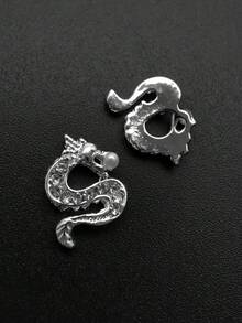 10入組3d合金風龍指甲藝術裝飾,適合手指和腳趾裝飾 - 銀色 - 查看 4