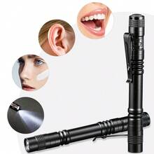 1入強光led手電筒,採用鋁合金材質,迷你便攜式筆夾設計,適用於戶外使用,電池不包含在內 - 黑色 - 查看 5