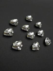 10入組斧頭設計合金3d金屬指甲和腳趾甲藝術裝飾 - 無色 - 查看 3