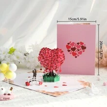 1set Valentine'S Day Love Tree 3d Greeting Card, Creatively Designed With Thankful Blessings, Business Gift Card, Ideal For Girlfriend As Gift Card - Multicolor - View 2