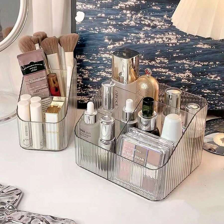 豪華化妝品收納盒化妝品收納盒,桌上收納盒,北歐風格,透明階梯形收納架 - 綠色 - 查看 1