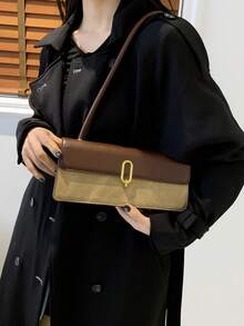 1個簡單而時尚的高級pu皮革混色背包 - 棕色 - 查看 4