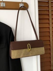 1個簡單而時尚的高級pu皮革混色背包 - 棕色 - 查看 7