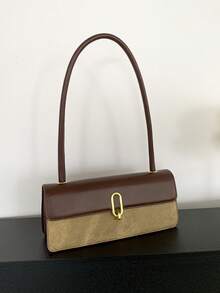 1個簡單而時尚的高級pu皮革混色背包 - 棕色 - 查看 5