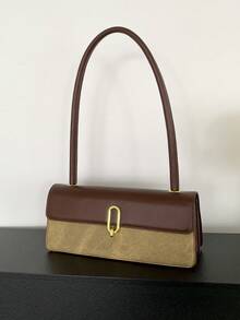 1個簡單而時尚的高級pu皮革混色背包 - 棕色 - 查看 6