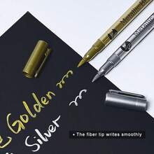 XINBIHE 1盒/12入組柔軟金屬色高亮筆,具有銀色刷毛,慶祝會計繪畫筆 - 銀色 - 查看 7
