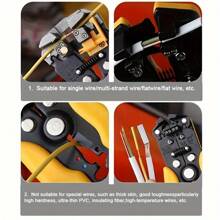 Self-Adjusting Wire Stripper, Wire Clamp, Wire Cutter, 3-In-1 Automatic Universal Wire Stripper, Multi-Function Wire Stripper And Crimping Tool, Circuit Connection Tool. - Yellow - View 8