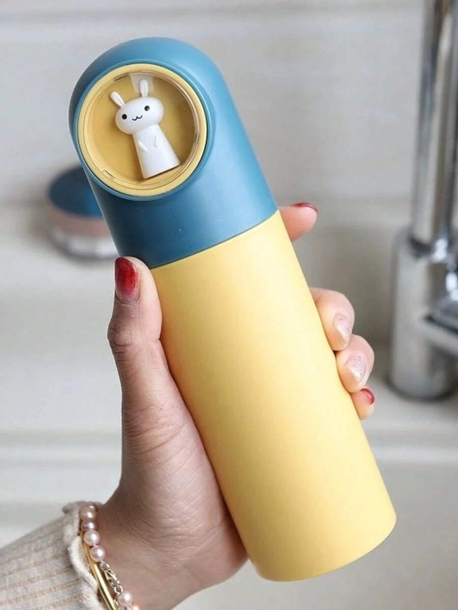 1入組卡通兔子設計口碑杯牙膏架收納筒,適用於旅行使用 - 藍色 - 查看 1