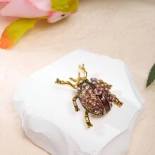 復古昆蟲形狀胸針,水鑽細節,二手,防止衣服滑動 - 金色 - 查看 1