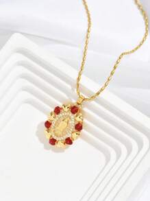 European And American Style Women's Copper & Zirconia Virgin Mary Pendant Personalized Necklace Wholesale - Necklace - View 4