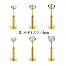 CIZME Juego De 6 Piezas De Anillos Para La Nariz Sin Rosca De 20g 18g 16g, Espárragos Hipoalergénicos Con Espalda Plana Para Perforación De Nariz Y Oreja De Cartílago Con Diamantes De 2mm, 3mm Y 4mm Para Hombres Y Mujeres Con Longitudes De 6 Mm, 7mm, 8mm