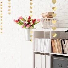 1個情人節紅心形流蘇掛飾派對裝飾,金色婚禮紅心形掛綵,臥室、房間、派對裝飾 - 金色 - 查看 6