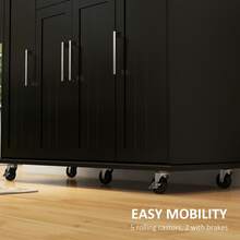 HOMCOM Kitchen Island On Wheels, Kitchen Cart With Solid Wood Top, Black - Czarne - Zobacz 7