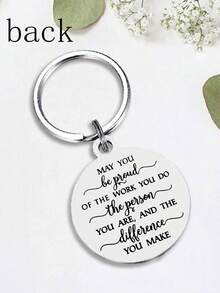 1入新員工同事員工感謝鑰匙扣禮物,適用於女性男性不鏽鋼感謝您的出色表現禮物 - 復古銀色 - 查看 2
