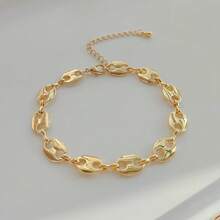 歐美ins超火豬鼻鏈金色鑲彩眼珠設計珠子手鍊女士專屬 - 杏色 - 查看 2