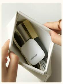 1pc Mini Multifunctional Storage Bag Inspired By Ins Style For Cosmetics, Earphone, Coin, Miscellaneous And Lipstick - White - View 3