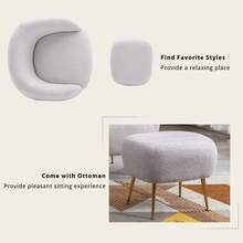 Nestfair Accent Chair Teddy Short Plush Particle Armchair With Ottoman - Grey - View 6