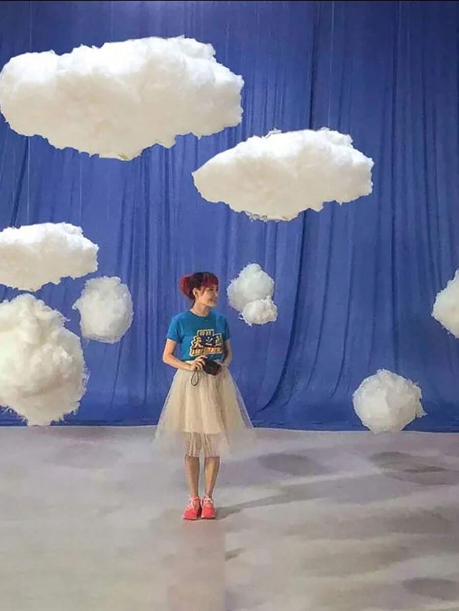 人造白色3d雲朵diy裝飾道具,適用於生日派對、舞台、窗戶、婚禮、天花板、室內商場裝飾 - 白色 - 查看 1