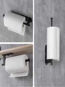 衛生紙架浴室廚房衛生間壁掛支架,sus304不銹鋼,可用3m膠安裝固定,可鑽孔,1件 - 霧面黑 - 查看 2